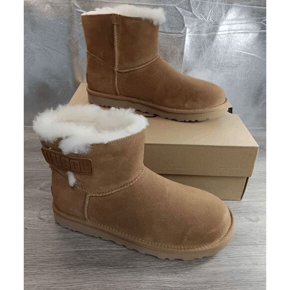 UGG Women's Mini Bailey Logo Strap Boots - Chestnut 7